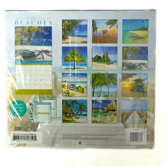 Calendar 2024 Tropical Beaches 16 Months Full Size Wall Calendar Gift 12 X 22 In - Picture 2 of 16